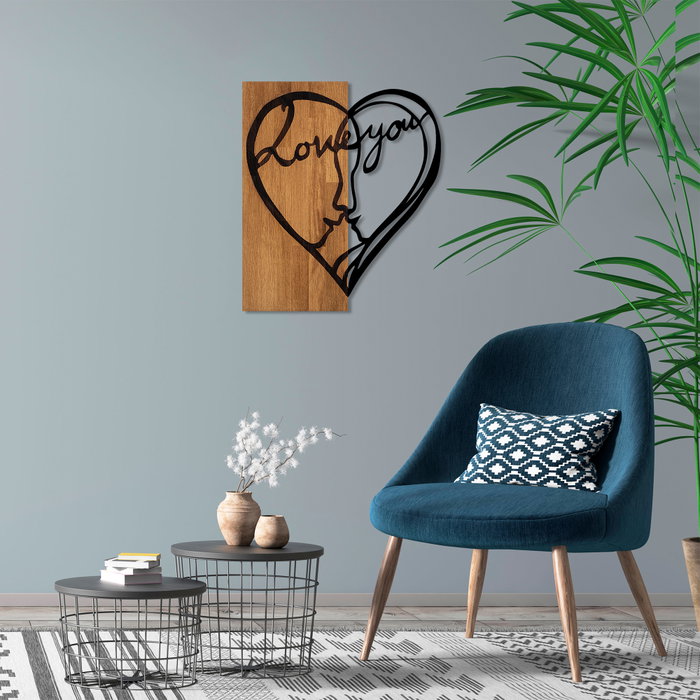 Wallity Escultura de pared i Love You en Nogal y Negro Wallity Escultura de pared i Love You en Nogal y Negro